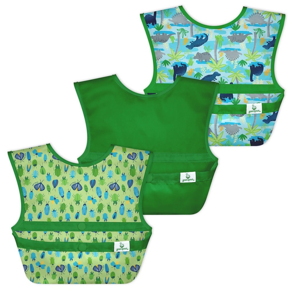 Green Sprouts Bugs Dinosaur Snap & Go Easy-Wear Bibs 9-18 Months